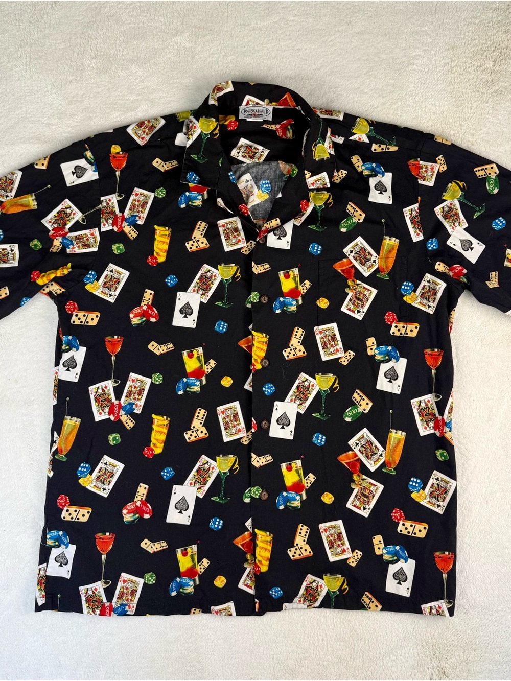 Pacific Legend Apparel Casino Poker Hawaiian Shirt Men's XL Black